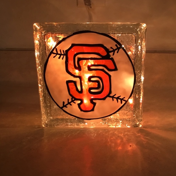 Handmade Other - NEW, (ON HOLD) SF GIANTS HAND PAINTED STAINED GLASS LIGHT UP BLOCK